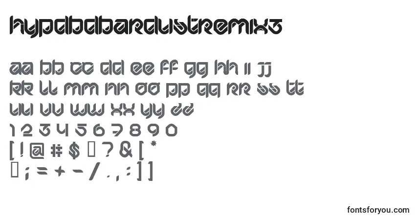 A fonte HypdBdBardustRemix3 – alfabeto, números, caracteres especiais
