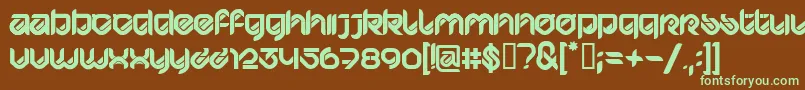 フォントHypdBdBardustRemix3 – 緑色の文字が茶色の背景にあります。