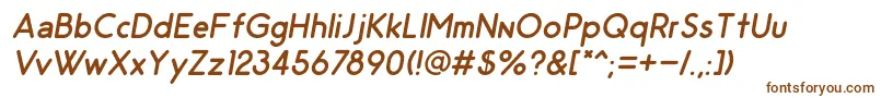 OdinRoundedRegularItalic Font – Brown Fonts on White Background