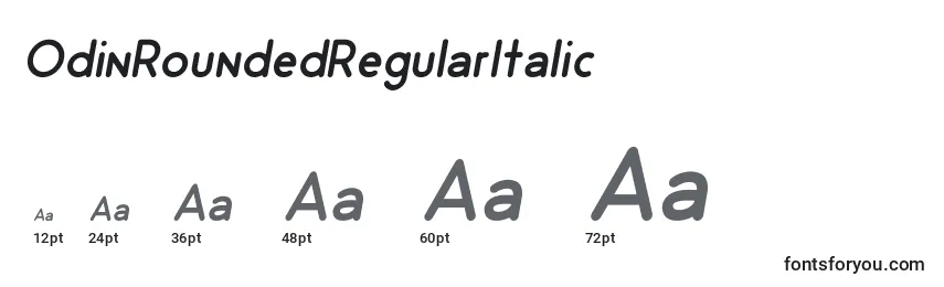 Размеры шрифта OdinRoundedRegularItalic