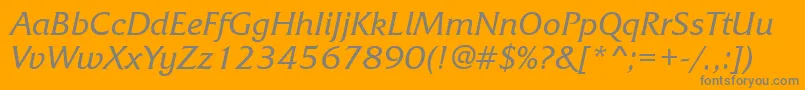 フォントFrizquadratabttItalic – オレンジの背景に灰色の文字