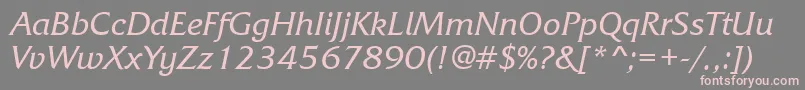 Weitere Informationen zur FrizquadratabttItalic-Schriftart FrizquadratabttItalic-Schriftart – Rosa Schriften auf grauem Hintergrund
