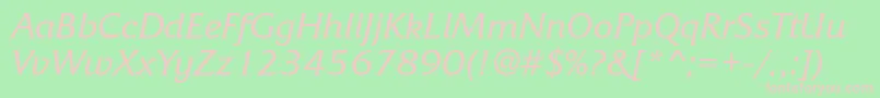 Шрифт FrizquadratabttItalic – розовые шрифты на зелёном фоне