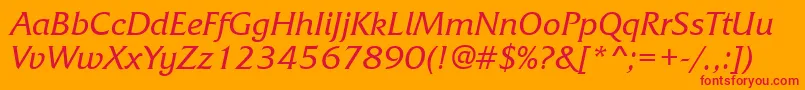 FrizquadratabttItalic Font – Red Fonts on Orange Background