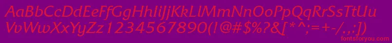 Шрифт FrizquadratabttItalic – красные шрифты на фиолетовом фоне