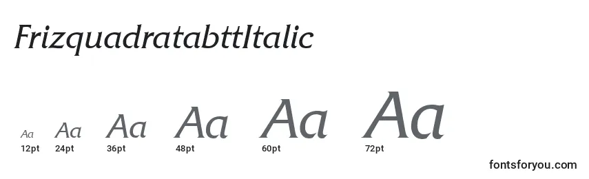 Размеры шрифта FrizquadratabttItalic