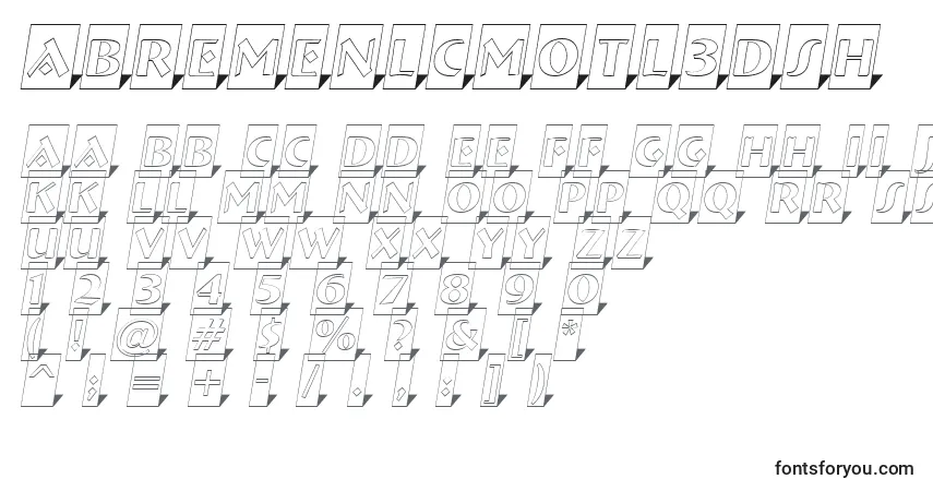 A fonte ABremenlcmotl3Dsh – alfabeto, números, caracteres especiais