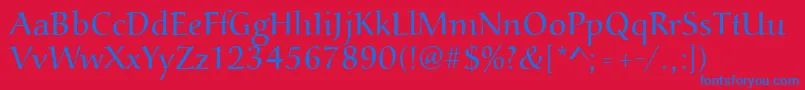 Aucoinlight-Schriftart – Blaue Schriften auf rotem Hintergrund