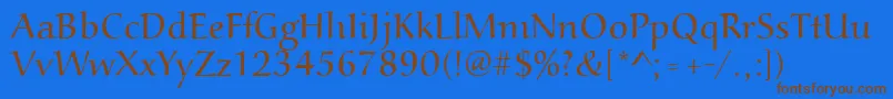 Aucoinlight-Schriftart – Braune Schriften auf blauem Hintergrund