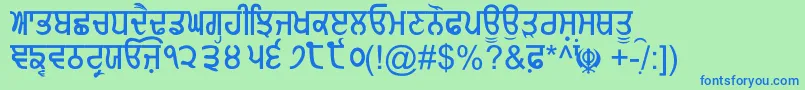 GurmukhiNormal Font – Blue Fonts on Green Background