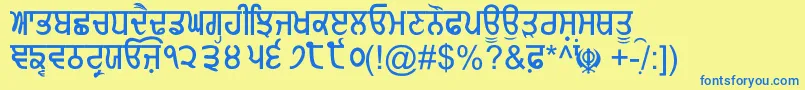 GurmukhiNormal Font – Blue Fonts on Yellow Background