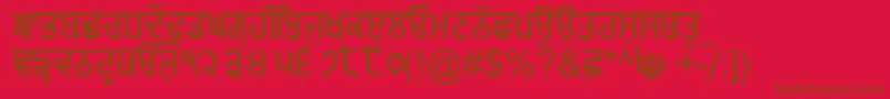 GurmukhiNormal-Schriftart – Braune Schriften auf rotem Hintergrund