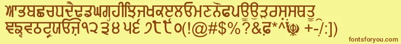 Czcionka GurmukhiNormal – brązowe czcionki na żółtym tle