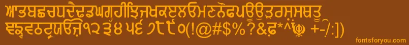 GurmukhiNormal Font – Orange Fonts on Brown Background