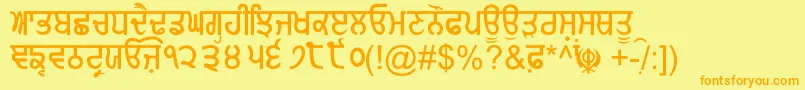 GurmukhiNormal Font – Orange Fonts on Yellow Background