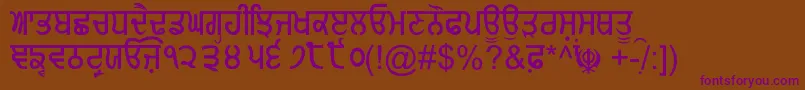 GurmukhiNormal Font – Purple Fonts on Brown Background