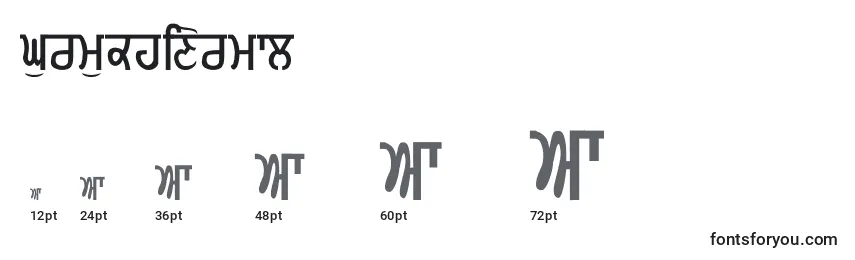 GurmukhiNormal Font Sizes