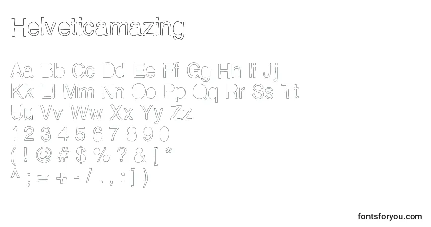 Czcionka Helveticamazing – alfabet, cyfry, specjalne znaki