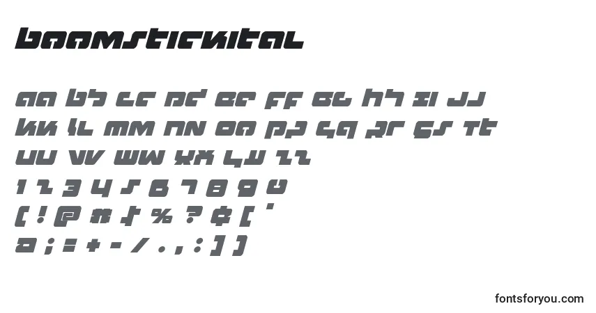 Schriftart Boomstickital – Alphabet, Zahlen, spezielle Symbole