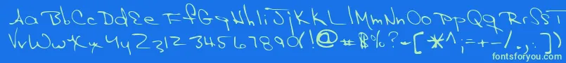 Lehn143 Font – Green Fonts on Blue Background