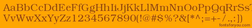 ItcBookmanCeLight-fontti – ruskeat fontit oranssilla taustalla