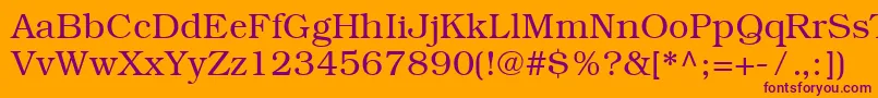 ItcBookmanCeLight-Schriftart – Violette Schriften auf orangefarbenem Hintergrund