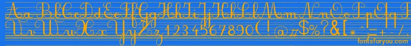 フォントSeyesbdl – オレンジ色の文字が青い背景にあります。