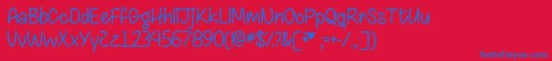 ChasingHeartsOtf-Schriftart – Blaue Schriften auf rotem Hintergrund