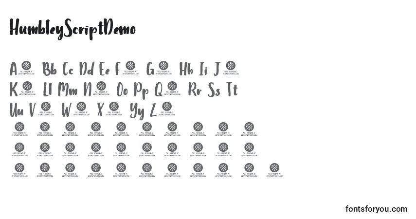 Schriftart HumbleyScriptDemo – Alphabet, Zahlen, spezielle Symbole