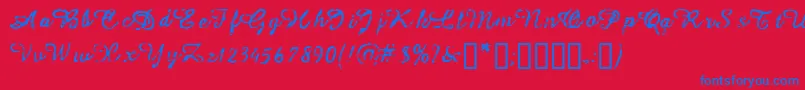 Issac-Schriftart – Blaue Schriften auf rotem Hintergrund