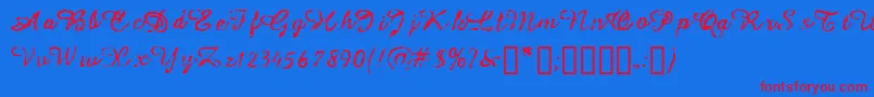 Issac Font – Red Fonts on Blue Background