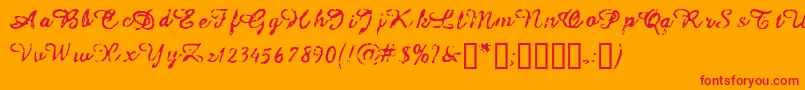 Issac-Schriftart – Rote Schriften auf orangefarbenem Hintergrund