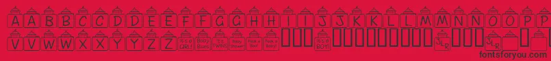 Fonte FlPeekababy – fontes pretas em um fundo vermelho
