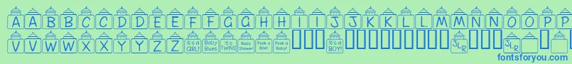 Czcionka FlPeekababy – niebieskie czcionki na zielonym tle