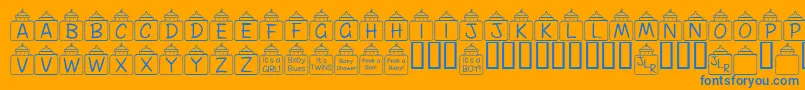Czcionka FlPeekababy – niebieskie czcionki na pomarańczowym tle