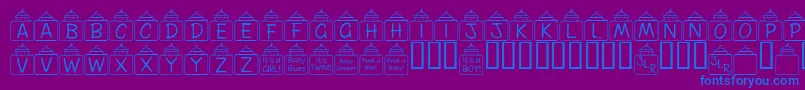 Fonte FlPeekababy – fontes azuis em um fundo violeta