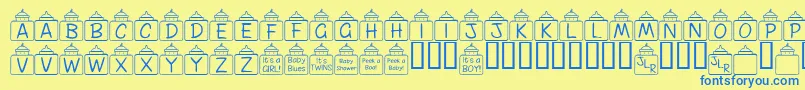 Шрифт FlPeekababy – синие шрифты на жёлтом фоне