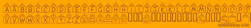 FlPeekababy-fontti – ruskeat fontit oranssilla taustalla