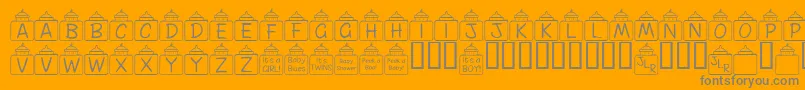 FlPeekababy-fontti – harmaat kirjasimet oranssilla taustalla