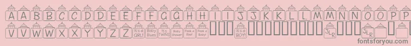 FlPeekababy-Schriftart – Graue Schriften auf rosa Hintergrund