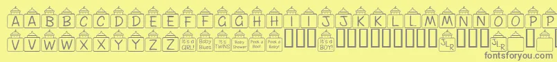 Więcej informacji o czcionce FlPeekababy Czcionka FlPeekababy – szare czcionki na żółtym tle