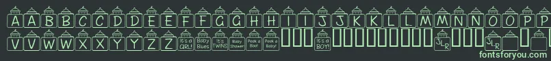 FlPeekababy-Schriftart – Grüne Schriften auf schwarzem Hintergrund