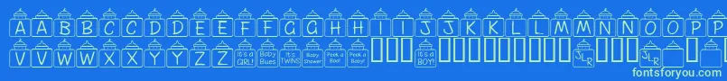 Шрифт FlPeekababy – зелёные шрифты на синем фоне