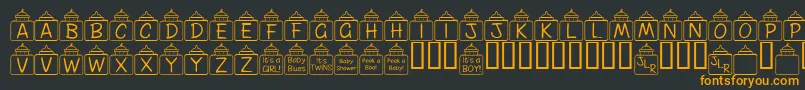 FlPeekababy Font – Orange Fonts on Black Background