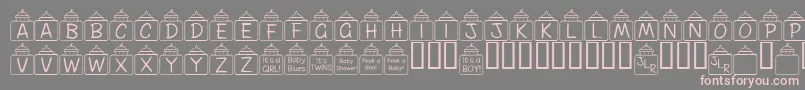 FlPeekababy-Schriftart – Rosa Schriften auf grauem Hintergrund
