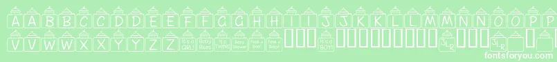 FlPeekababy-Schriftart – Weiße Schriften auf grünem Hintergrund