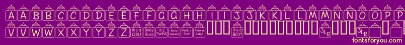 Czcionka FlPeekababy – żółte czcionki na fioletowym tle