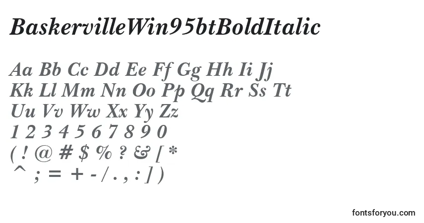 Czcionka BaskervilleWin95btBoldItalic – alfabet, cyfry, specjalne znaki