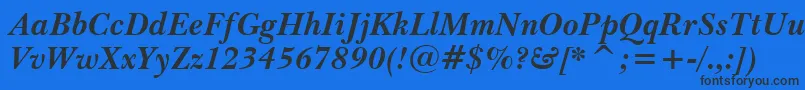 Czcionka BaskervilleWin95btBoldItalic – czarne czcionki na niebieskim tle