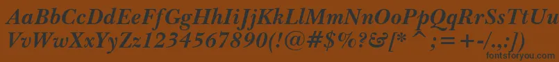 Czcionka BaskervilleWin95btBoldItalic – czarne czcionki na brązowym tle